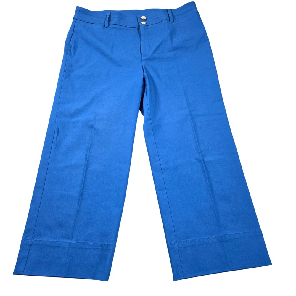 Chicos Pants Womens Size 2.5 US 14 Blue Wide Leg Cropped High Rise Stretch
